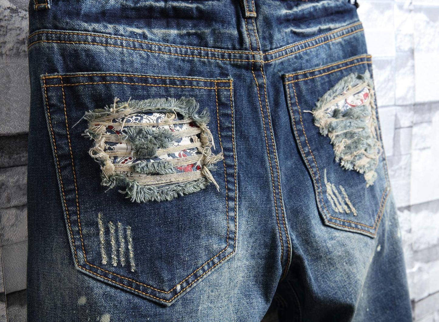 HENGAO Men's Ripped Jean Short Distressed Casual Straight Fit Denim Shorts, 779, 36 HENGAO