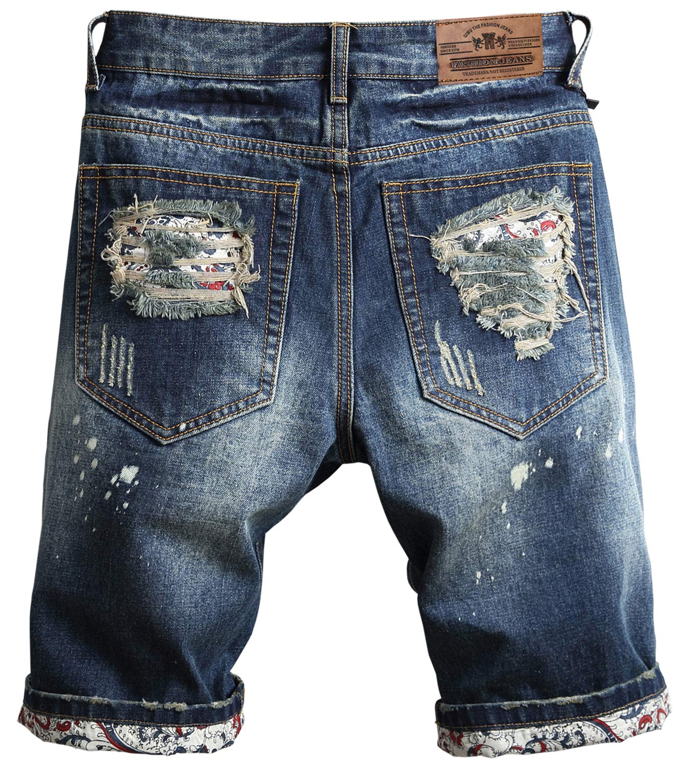 HENGAO Men's Ripped Jean Short Distressed Casual Straight Fit Denim Shorts, 779, 36 HENGAO