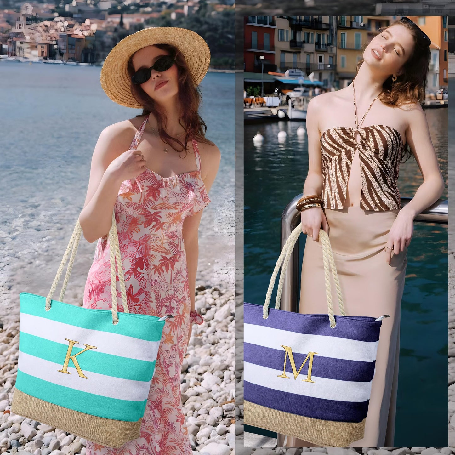 YOOLIFE Beach Bags for Women - Monogram Beach Tote YOOLIFE