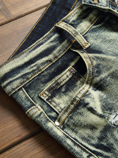 DCDYBBG Men's Ripped Denim Shorts - Distressed Slim Fit Jean Shorts DCDYBBG